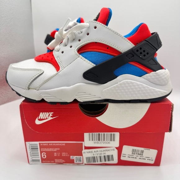 Nike Shoes - NWT Nike Hurache Women’s Sneakers in White Bright Crimson / Photo Blue / Black